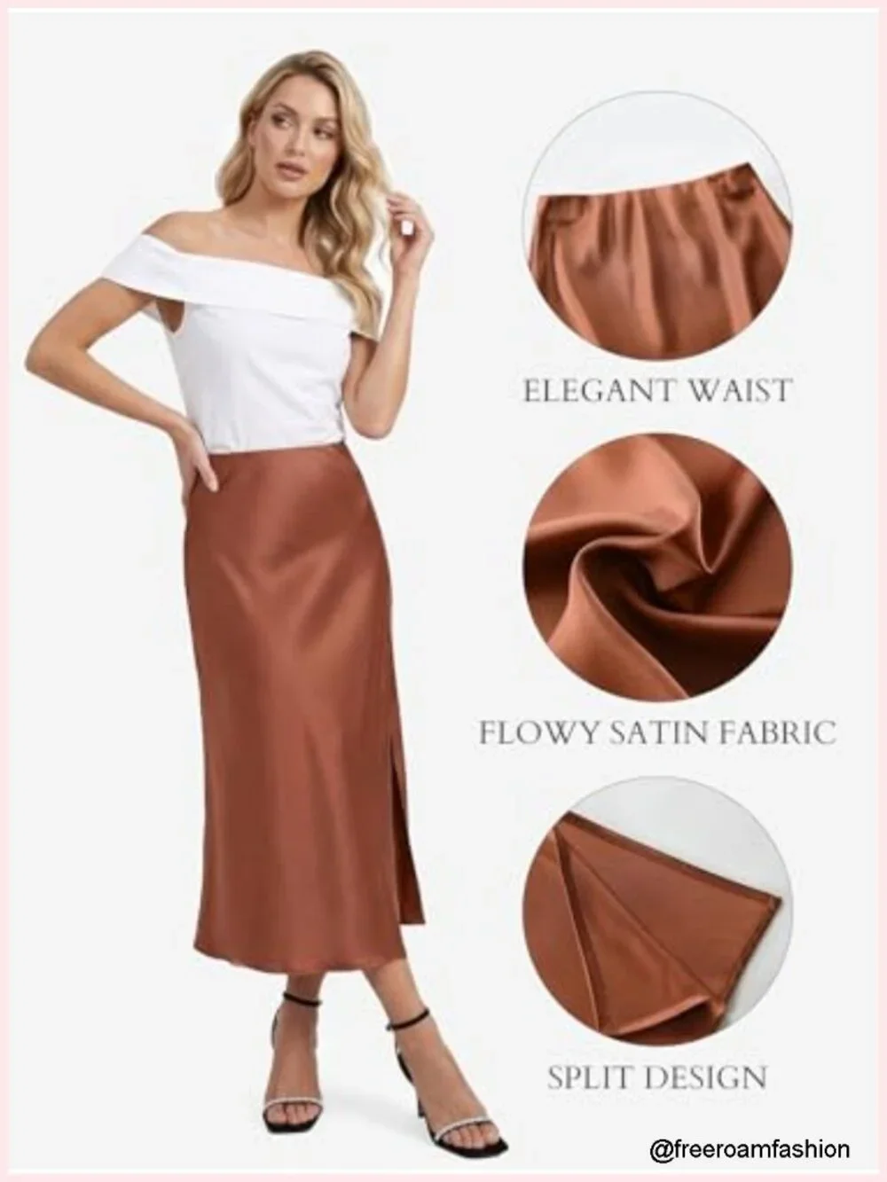 Satin High Waist A-Line Midi Skirt